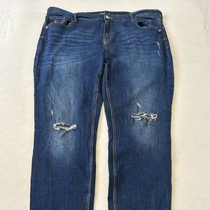 Old Navy Rock Star Super Skinny Distressed Medium Wash Jeans 2% Spandex Size 20